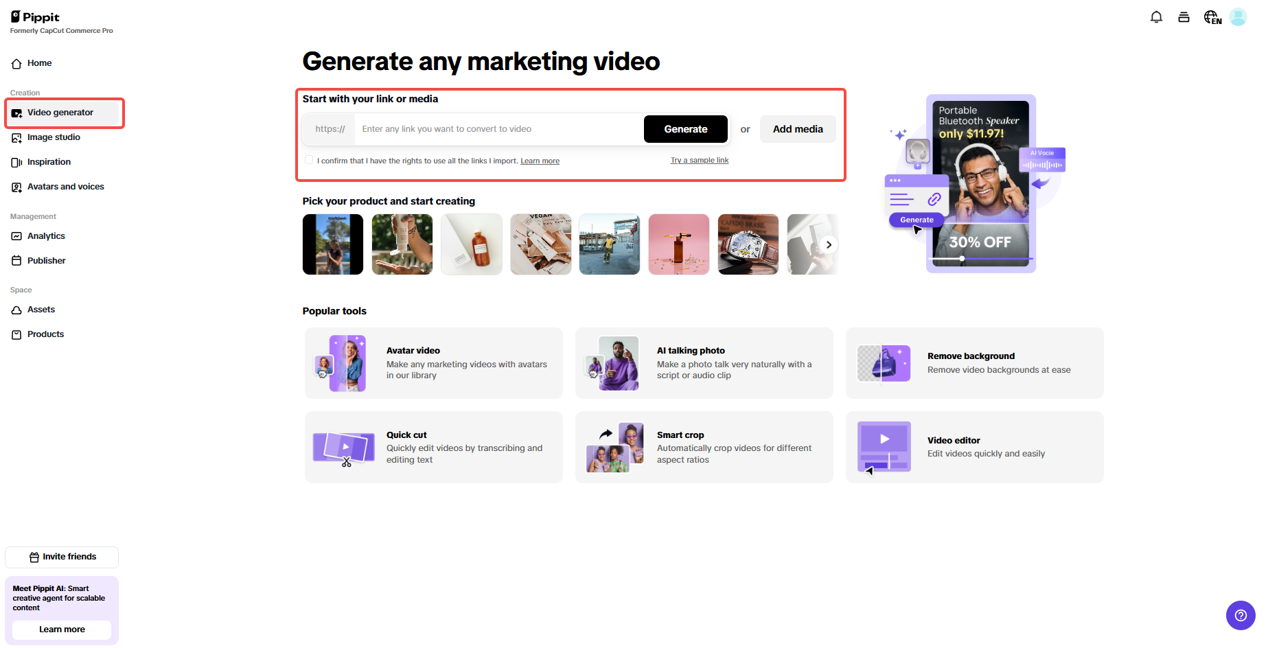 Upload product links and media