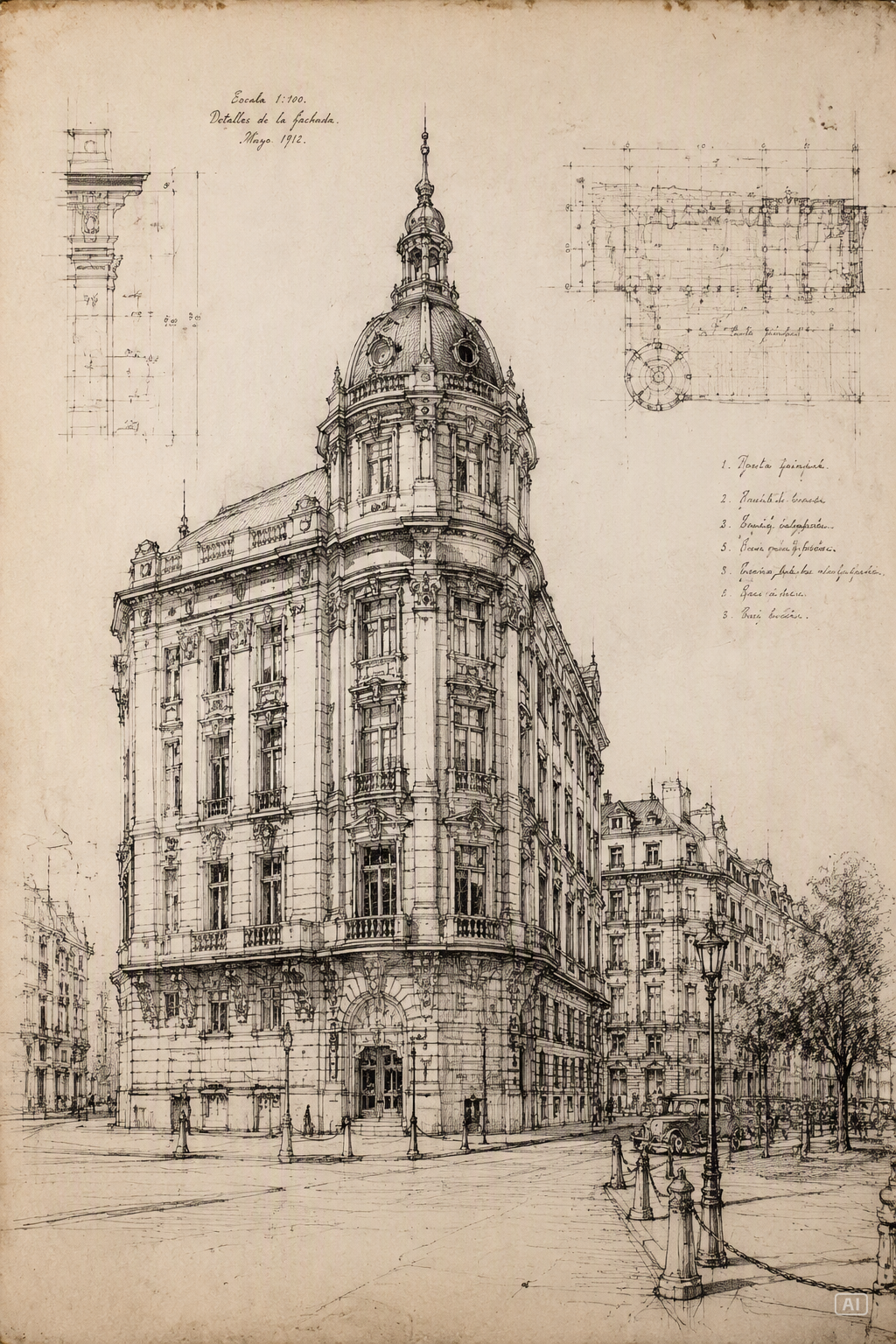 Photo to sketch architectural drawing image generated by Pippit
