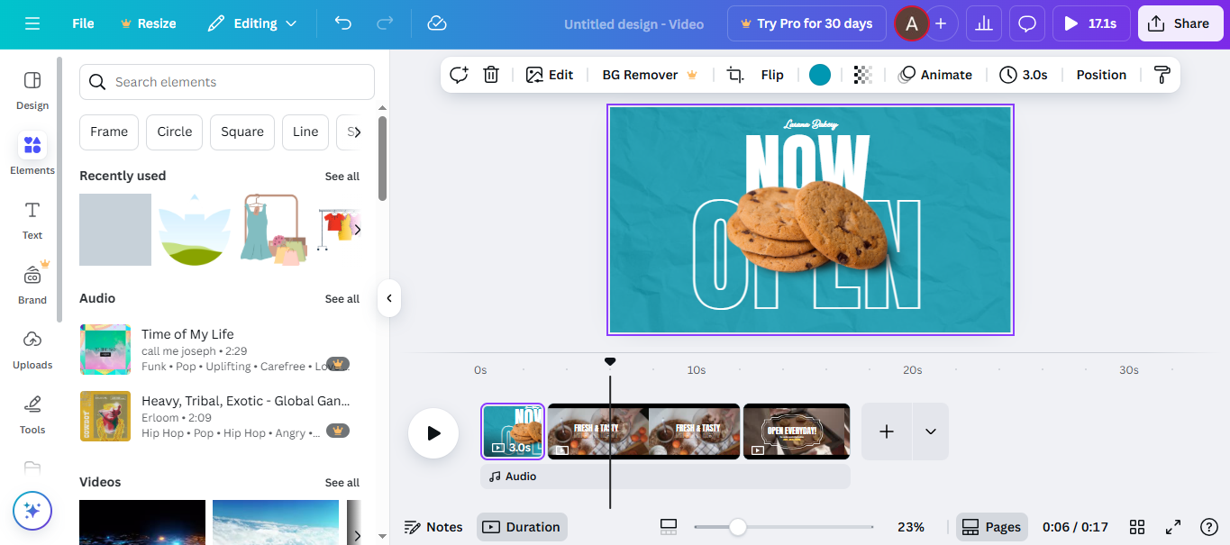 Interface of Canva - a reliable free online ad maker