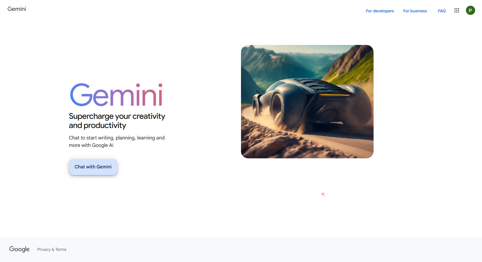 Διεπαφή ιστότοπου Gemini