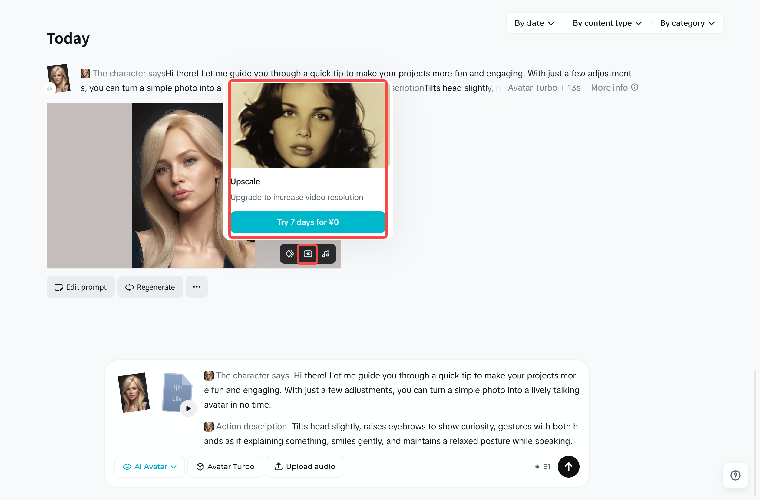 Make a photo talk AI with HD upscale