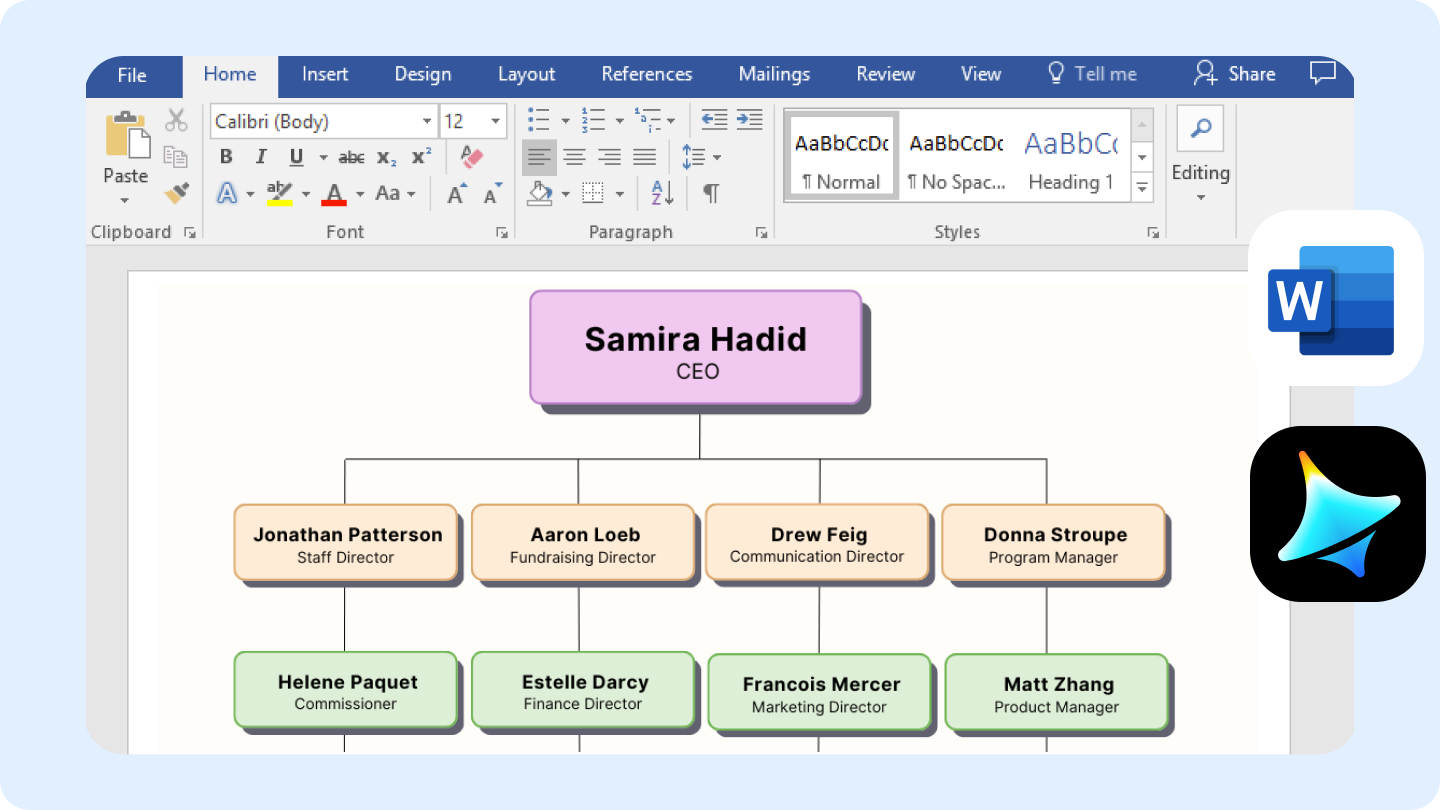 how to make organization chart in word