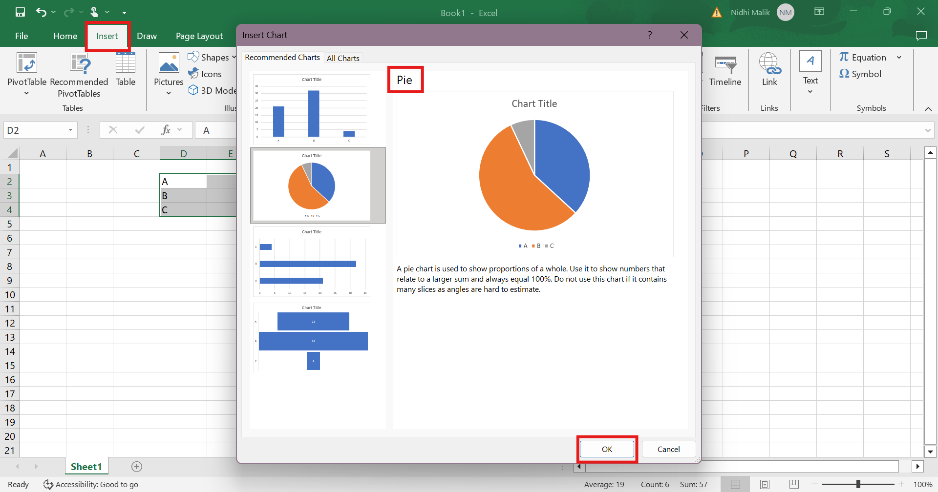Maglagay ng donut chart