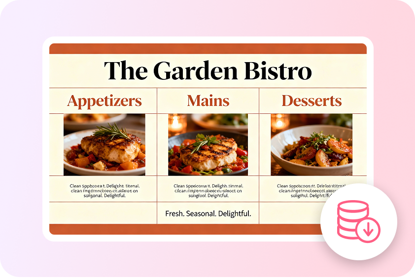 Affordable menu design