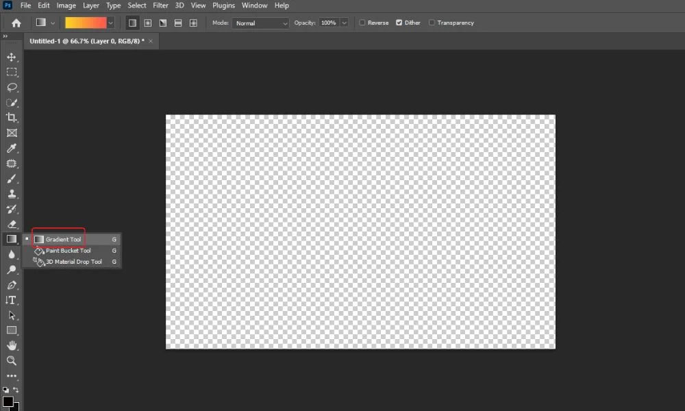 Select the gradient tool and open the editor