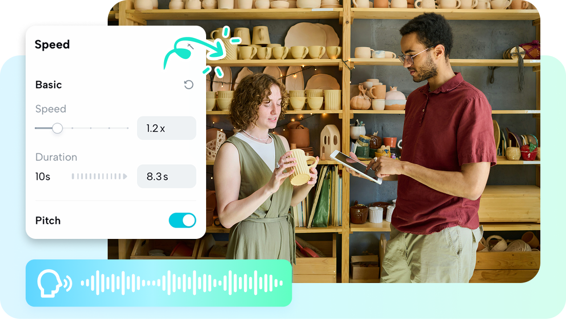 Adjust vocal speed and pitch for a unique tone 
