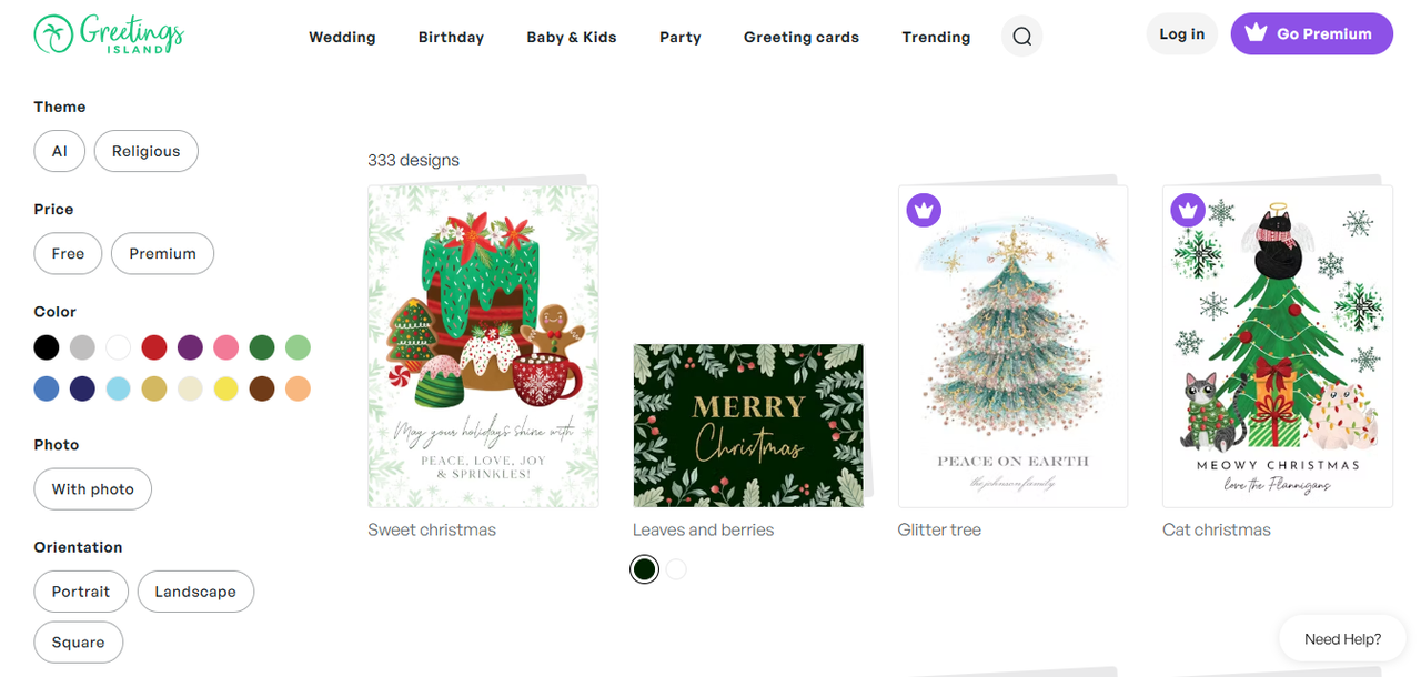 Greetings Islands - an easy-to-use tool to get free Christmas card templates
