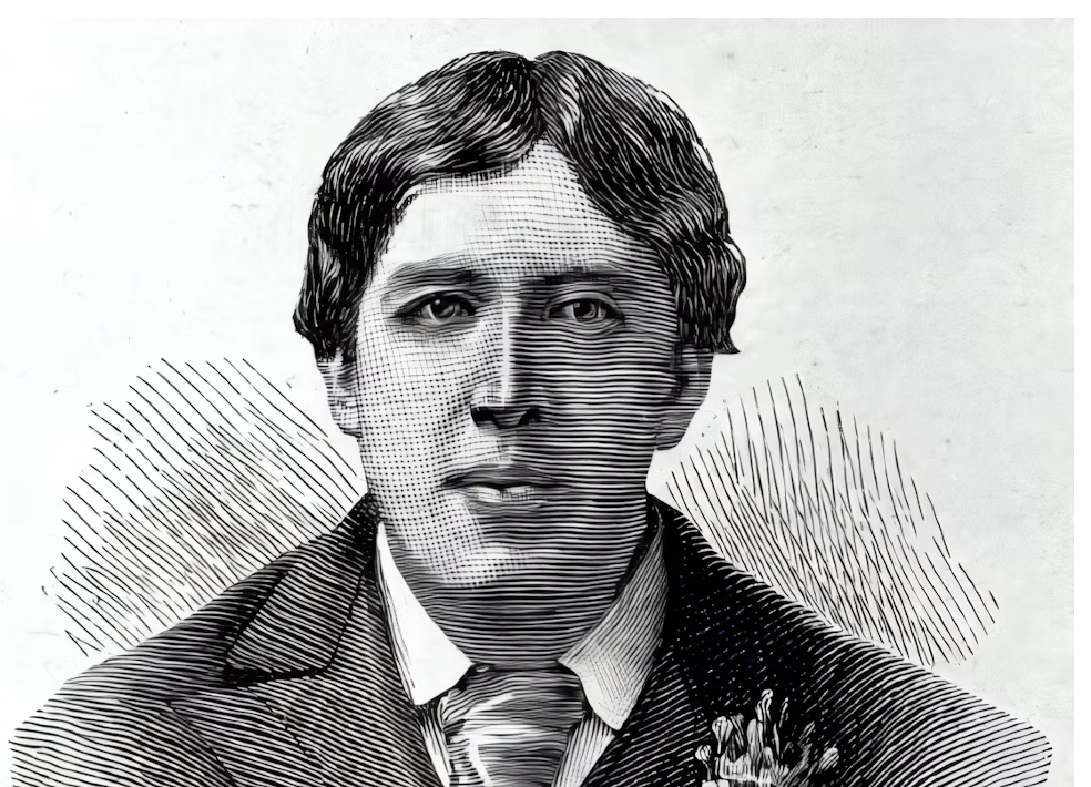 Ein Porträt von Oscar Wilde in einer nachdenklichen Pose mit einem Vintage-Filter.