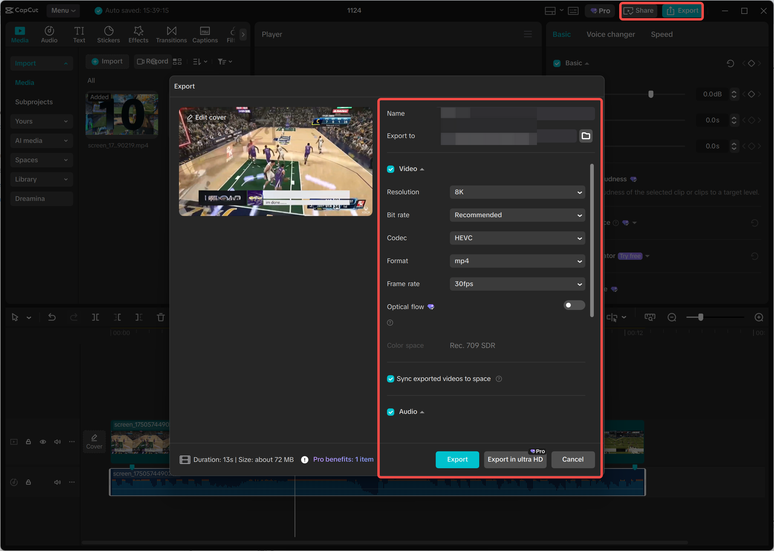Exporting the video from the CapCut desktop video editor
