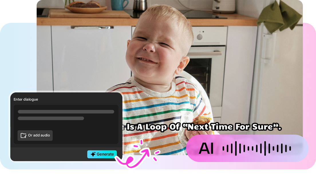 Generate cute baby speech with CapCut's baby AI video generator