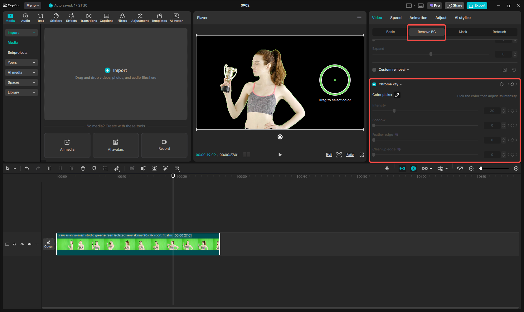 Suppression du fond de couleur unie dans CapCut