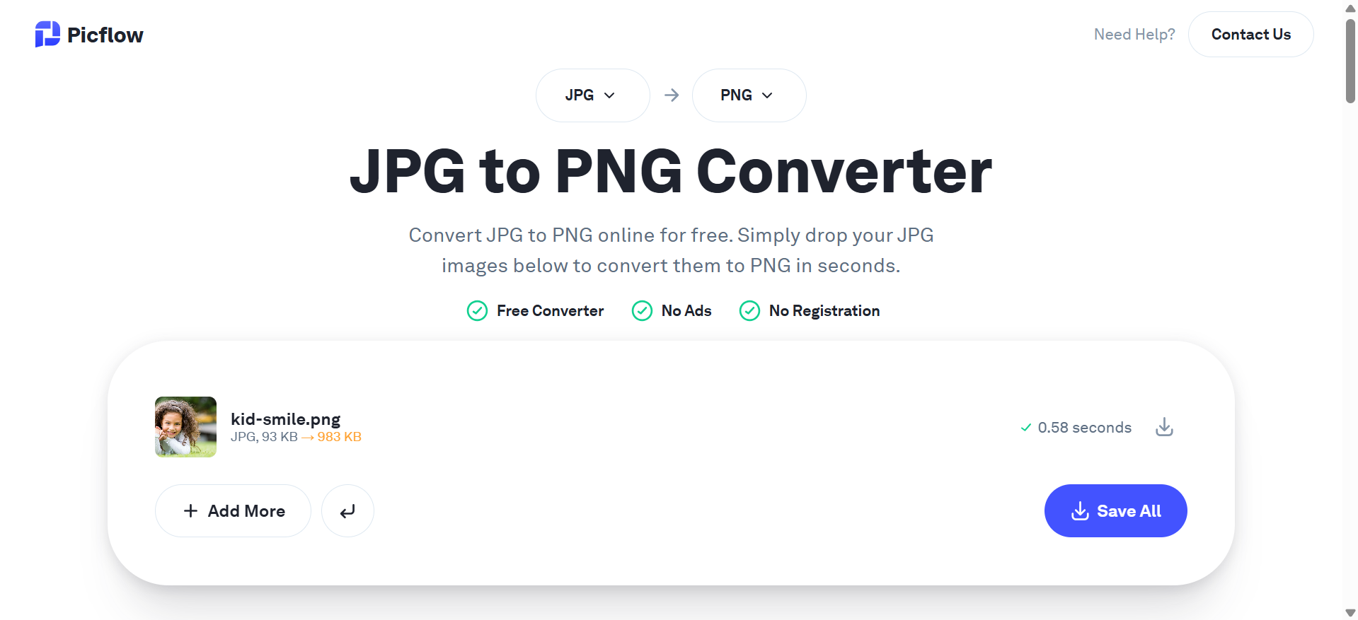 Picflow - the ideal JPEG to PNG Converter available online