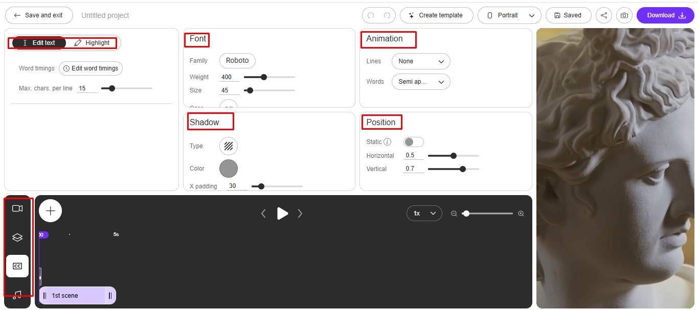 Kısa kliplerinize metin, müzik ve altyazı ekleme.