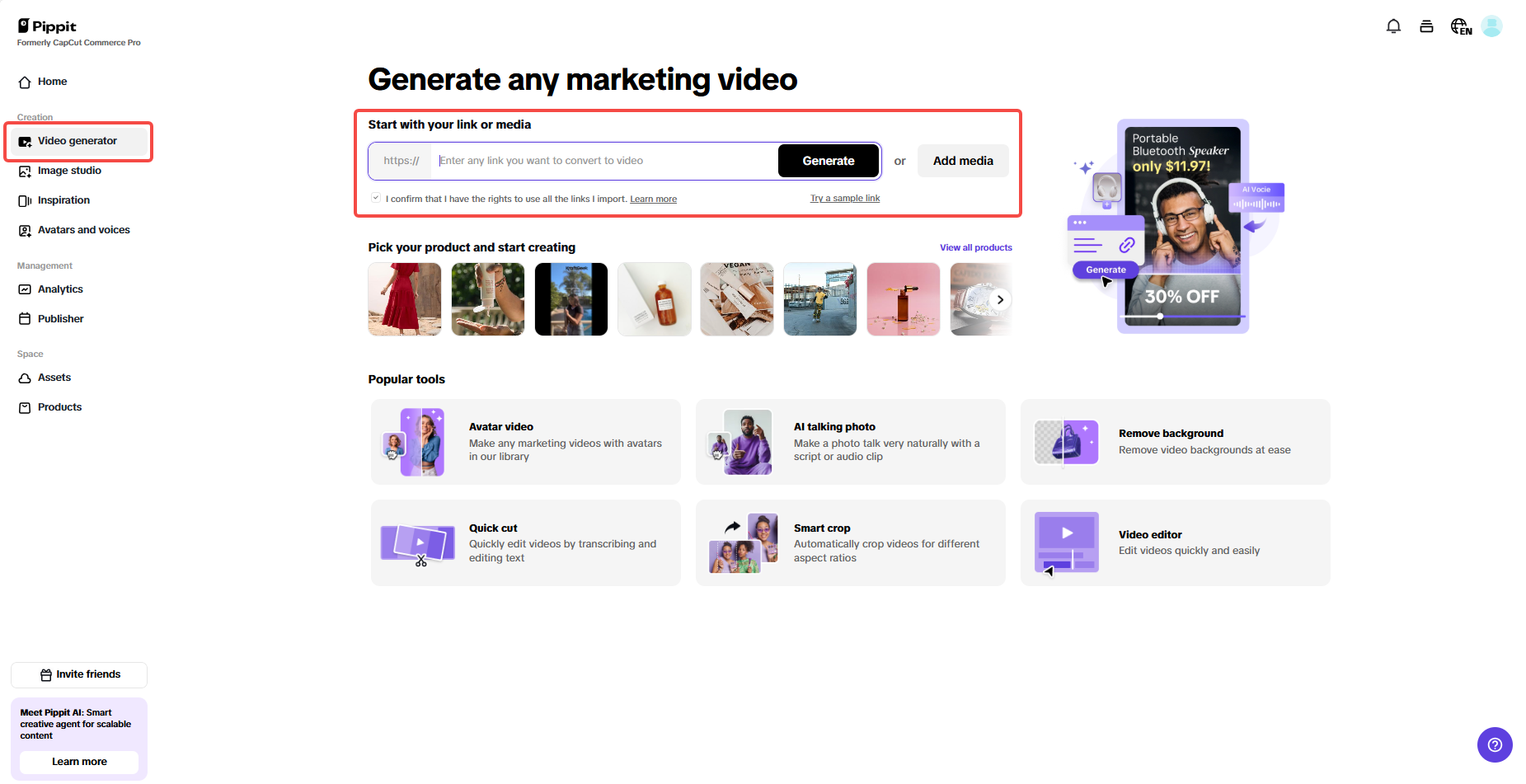 Mag-generate ng mga video na may mga product link o media