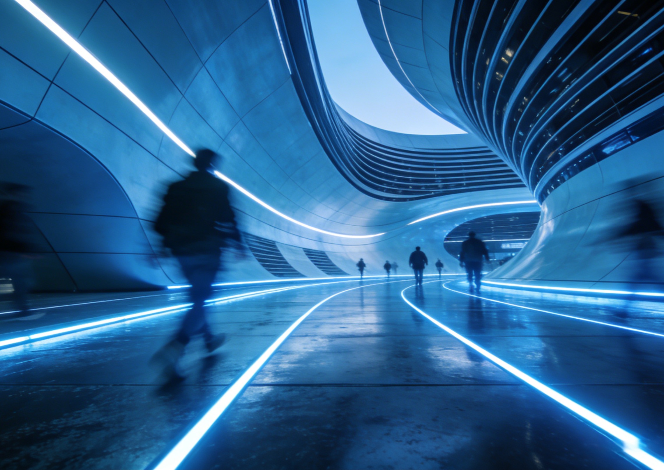 Futuristic subway station