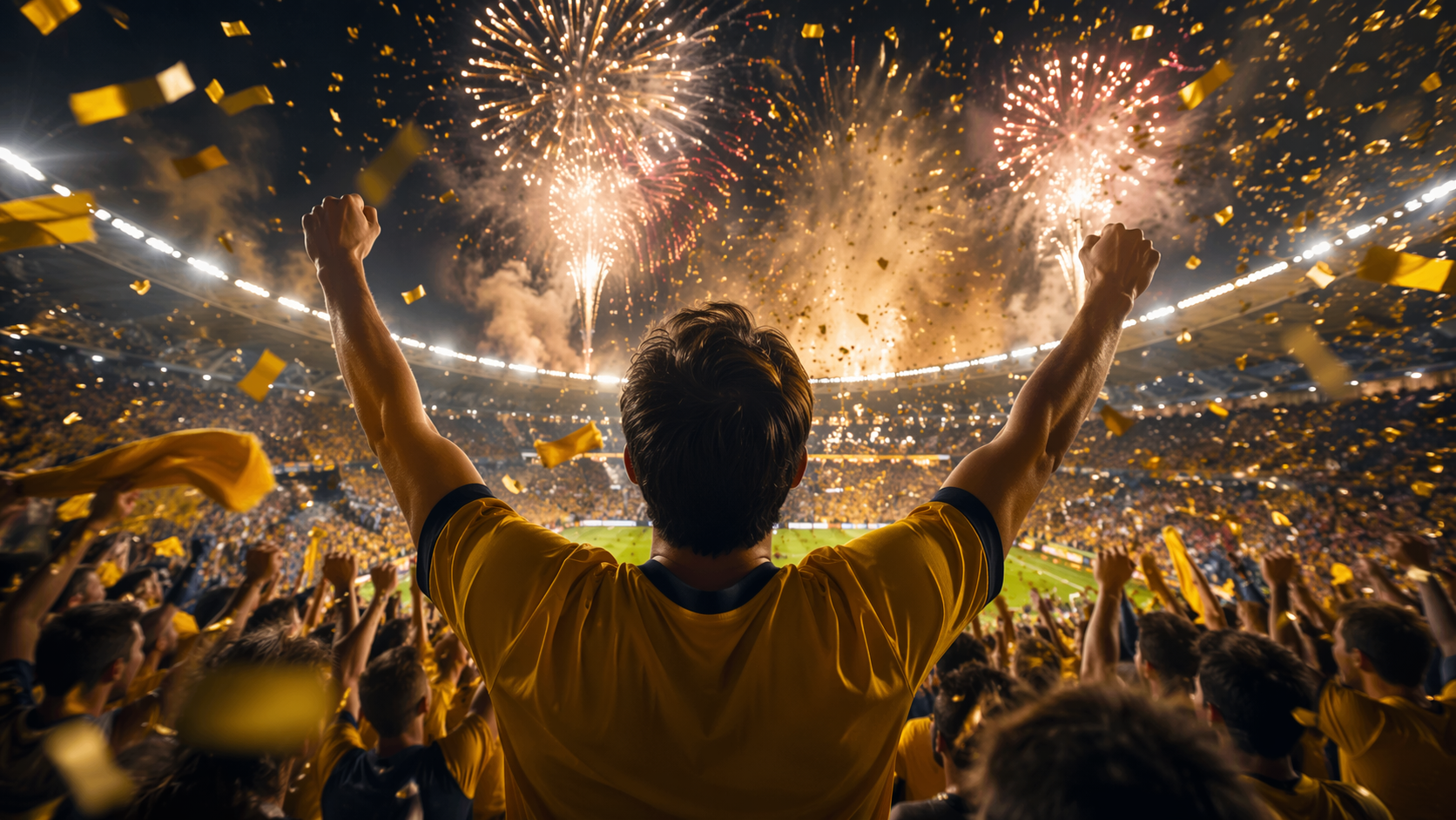 Dreamina my football fan moment prompte Beispiel 1: Stadion-Fan-Feier