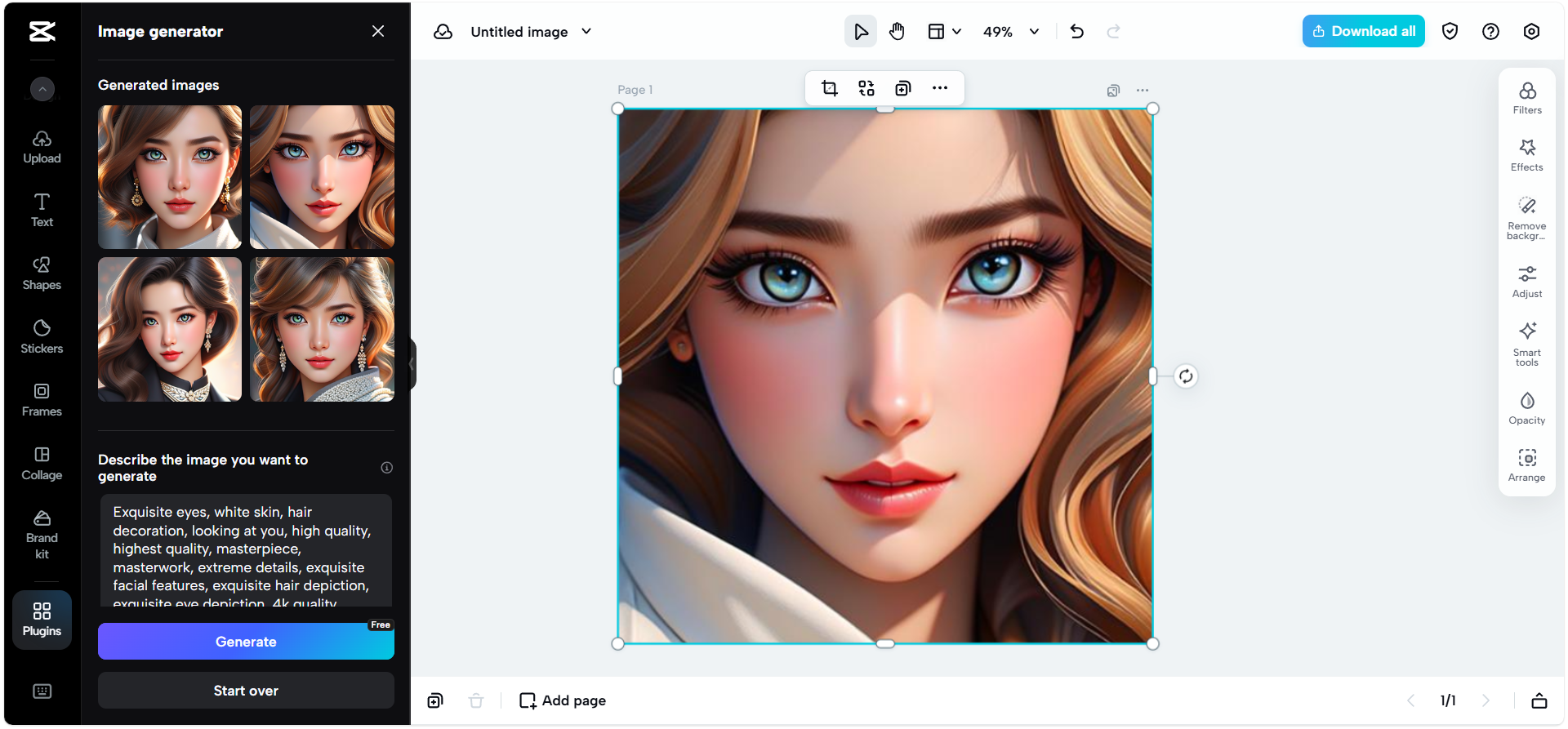 Select from the generated options of images