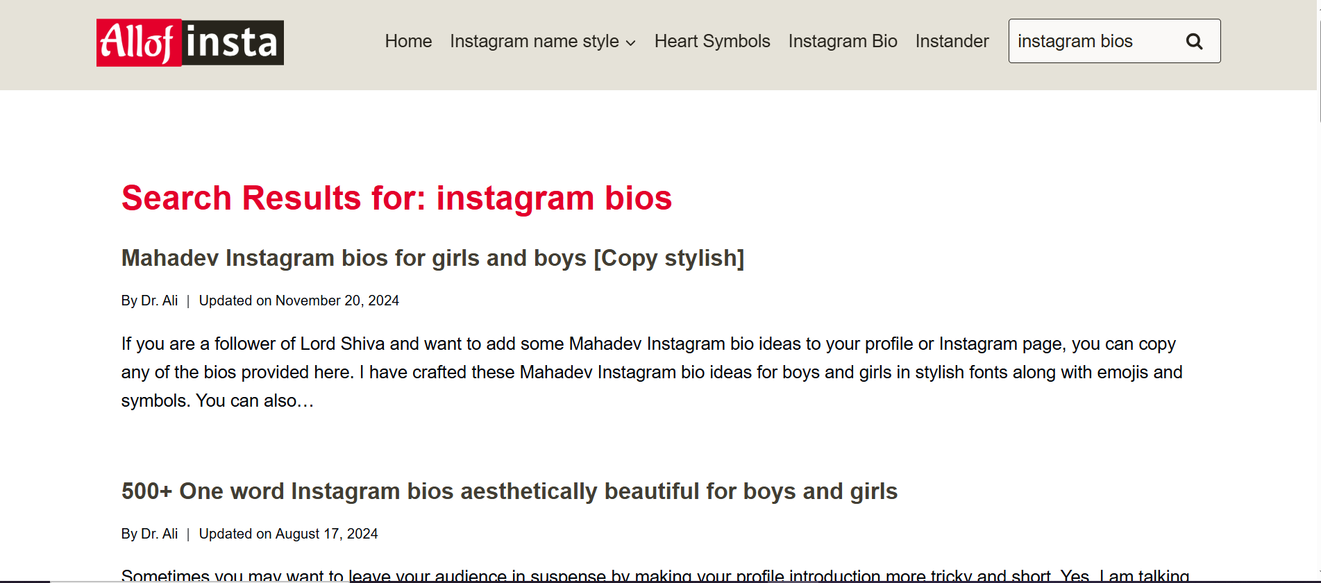 Allofinsta dengan ide bio Instagram untuk musisi