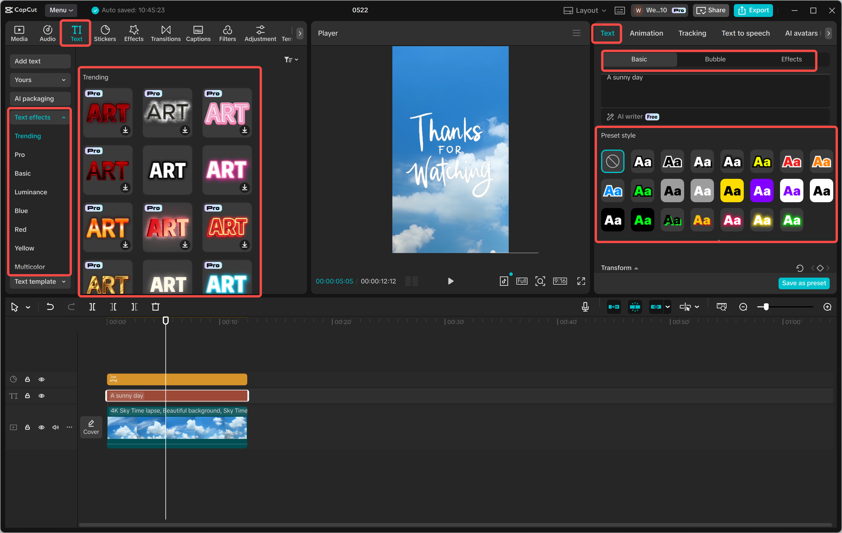 Add subtitles and special effects