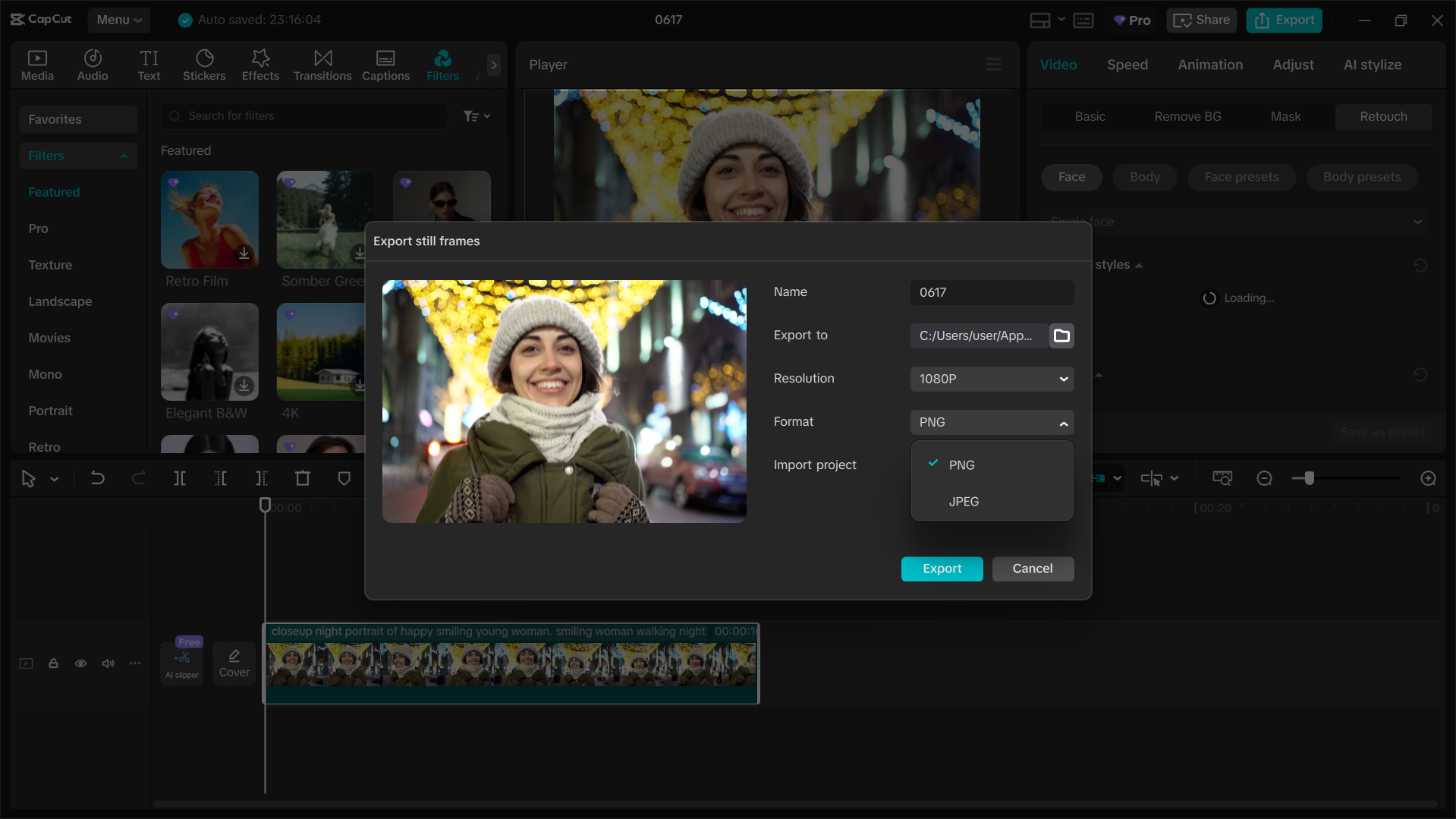 Editing interface of the CapCut desktop video editor
