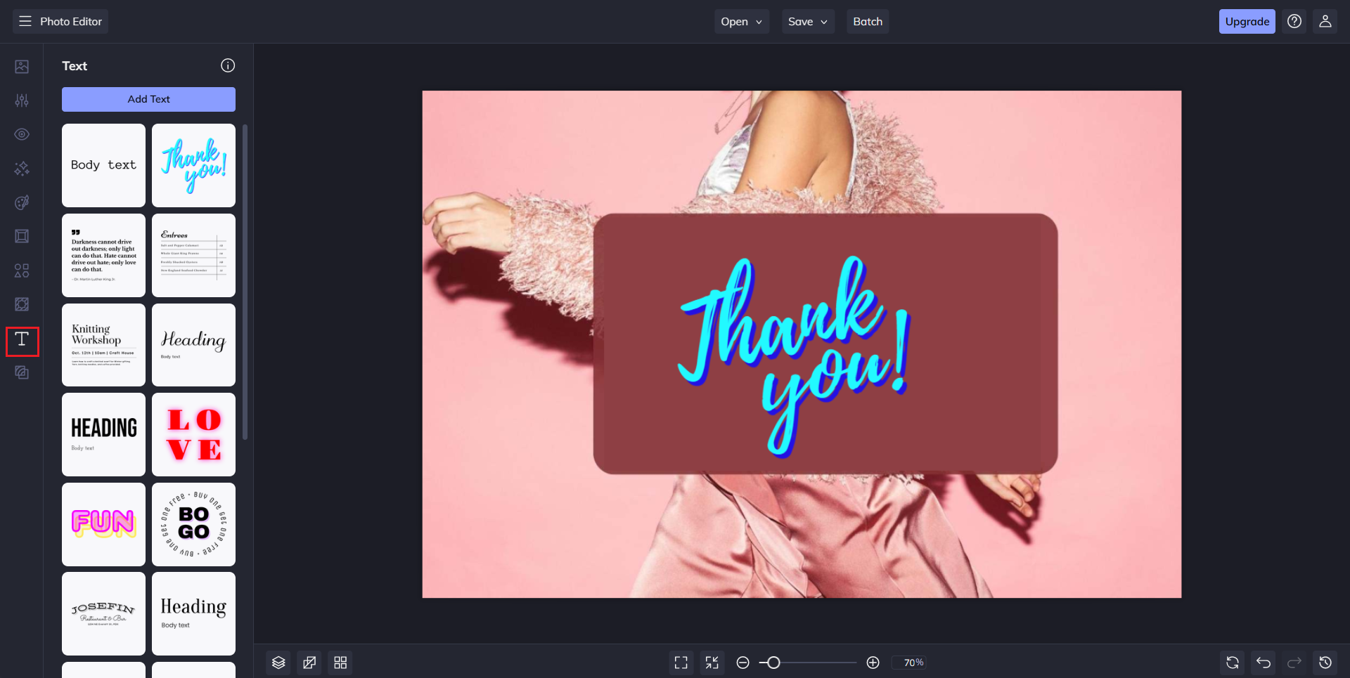 Adding text option