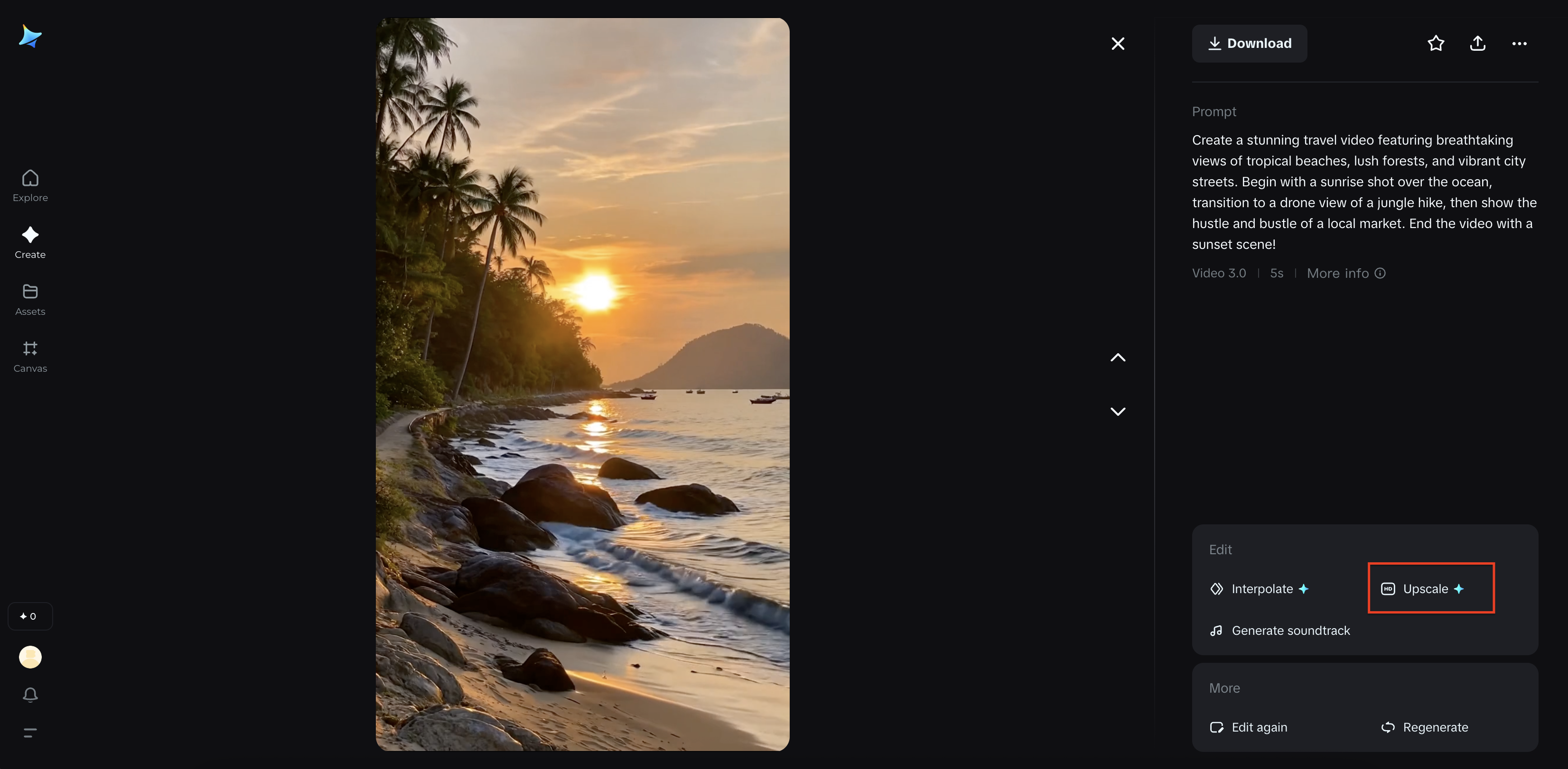 Escalar video HD en Dreamina