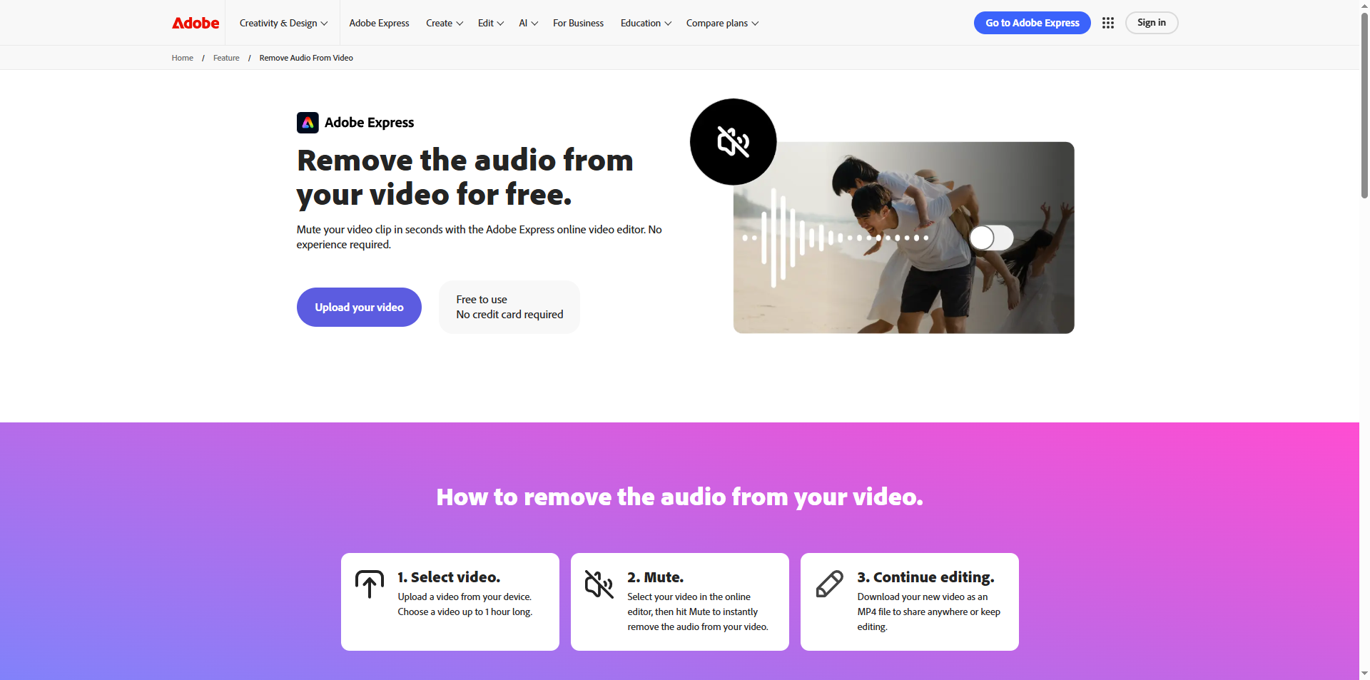 Adobe Express interface