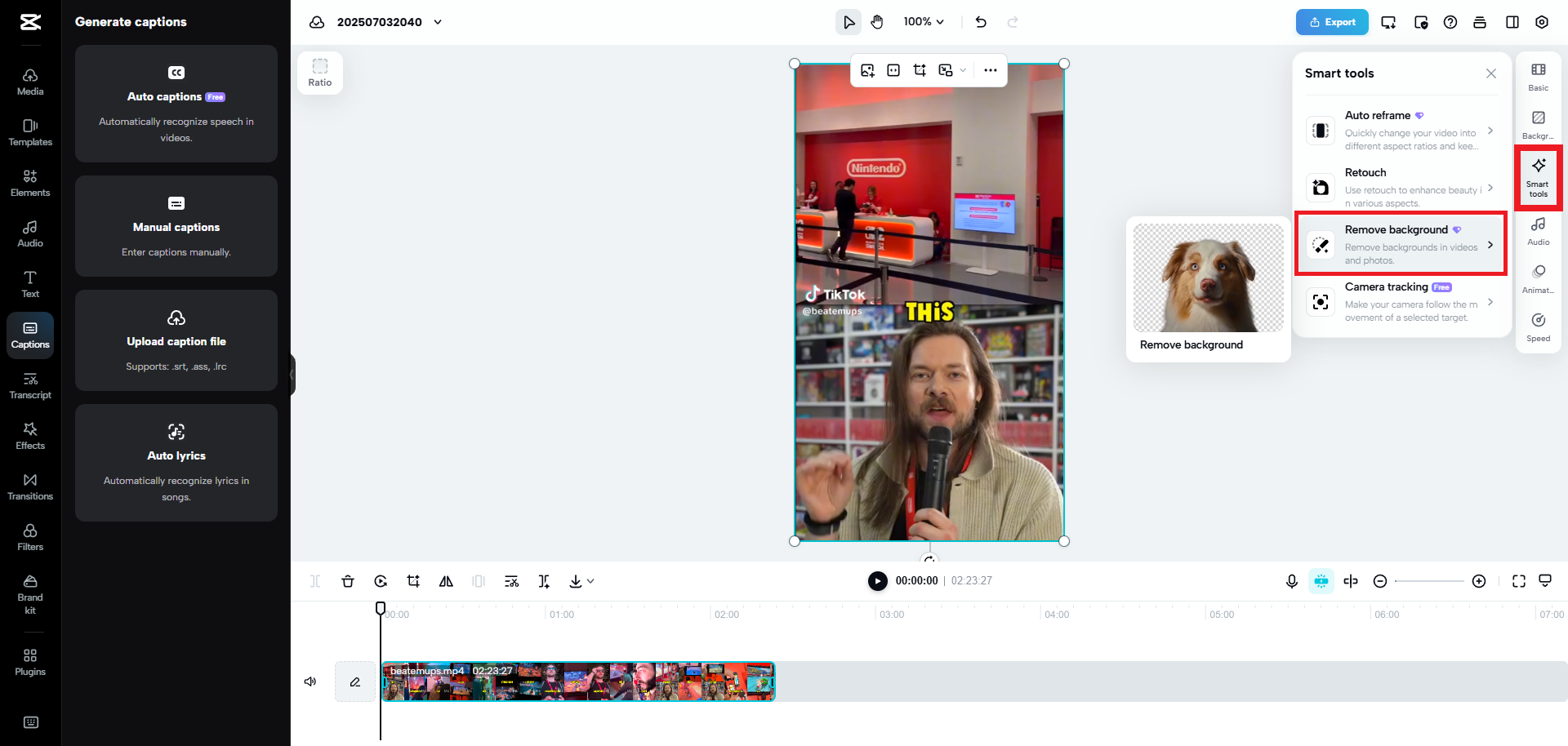 Use the background removal feature