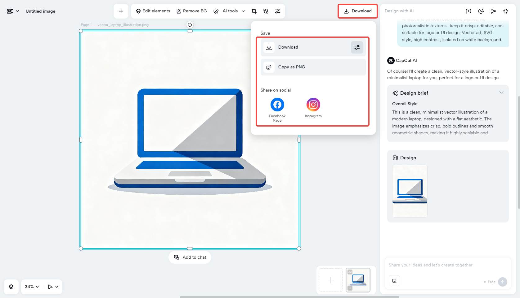 Download the image from CapCut