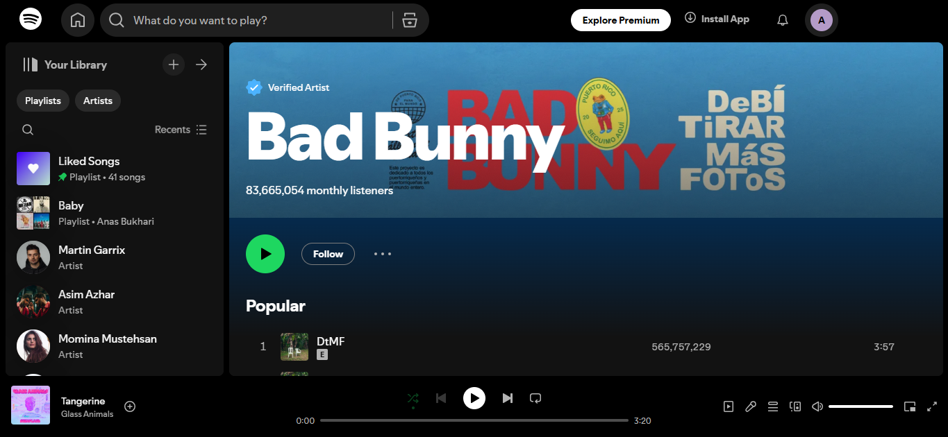 Bad Bunny - One of the Spotify top 500 artists
