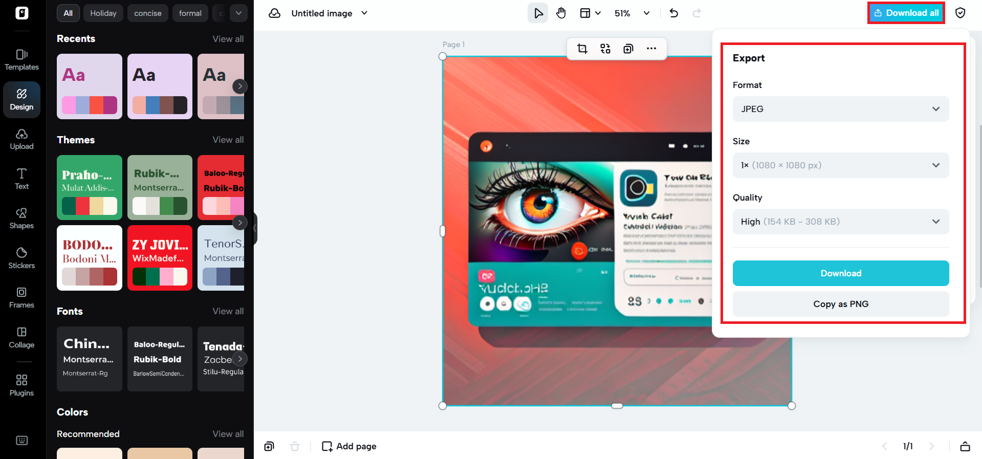 Preview and export