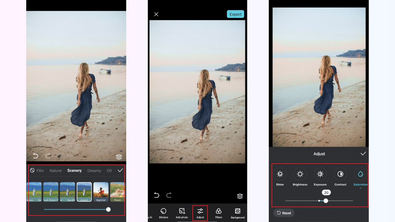 Apply filters to enhance photo