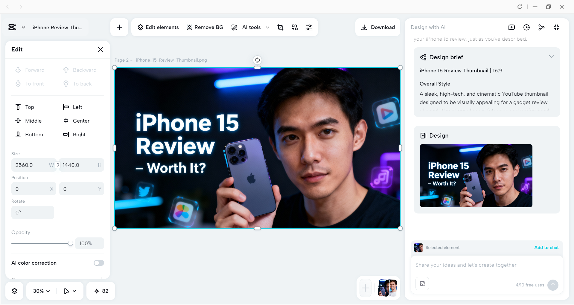 Interface of the CapCut desktop video editor - an easy to use AI thumbnail creator