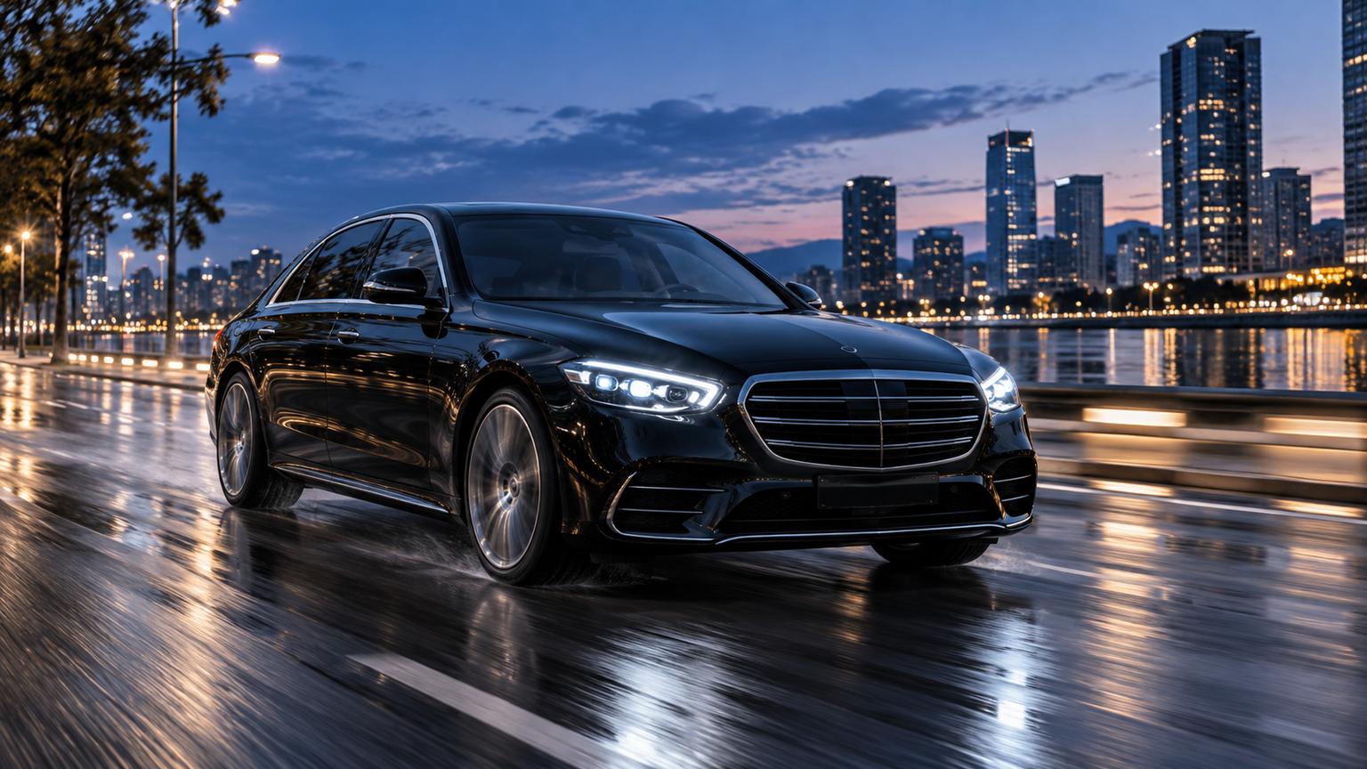 luxury driving, showroom, and in-car shots with stable vehicle geometry, controlled reflections, and one readable camera move