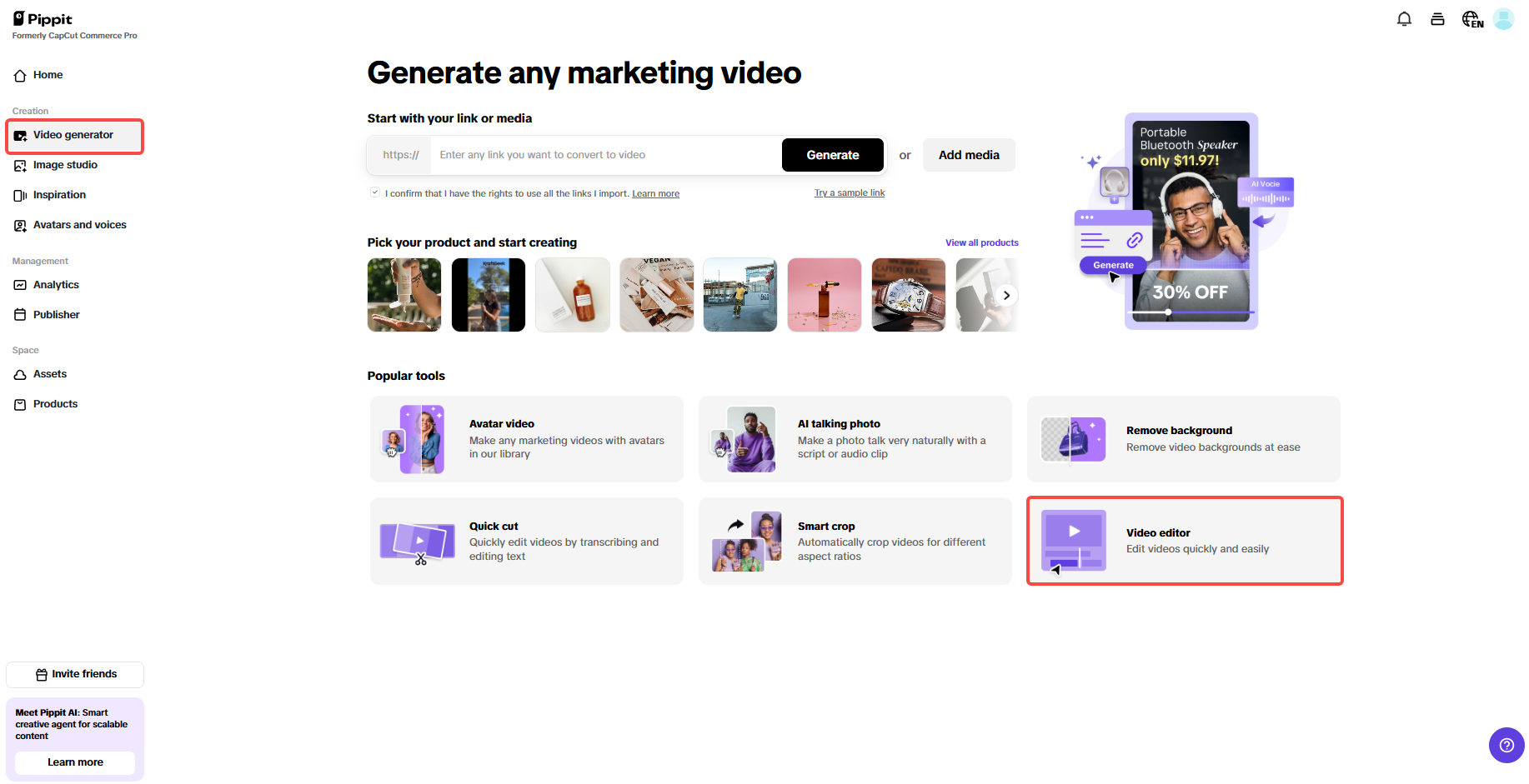 Mag-access sa Video editor at i-upload ang media
