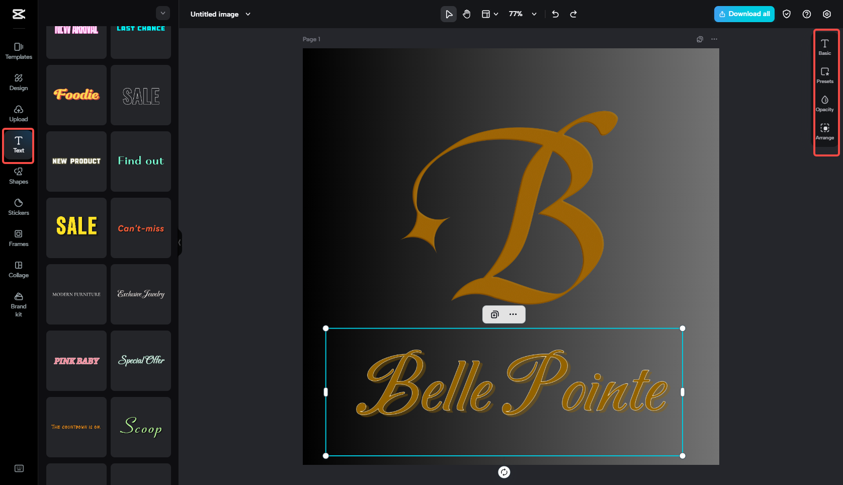 Edit the logo with different elements