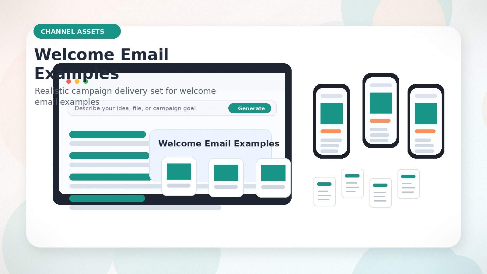 Welcome Email Examples realistic channel assets visual for welcome email examples
