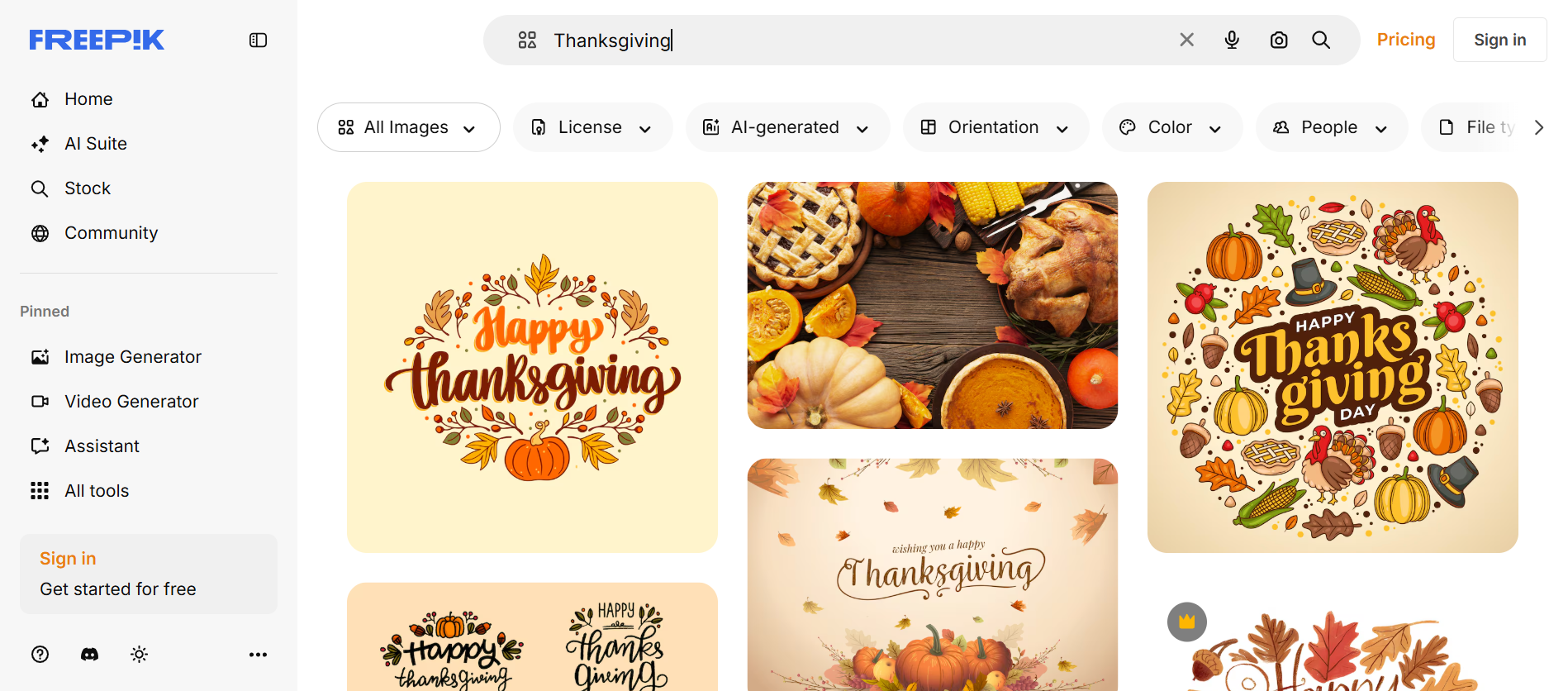 Freepik - website to download an aesthetic Thanksgiving background