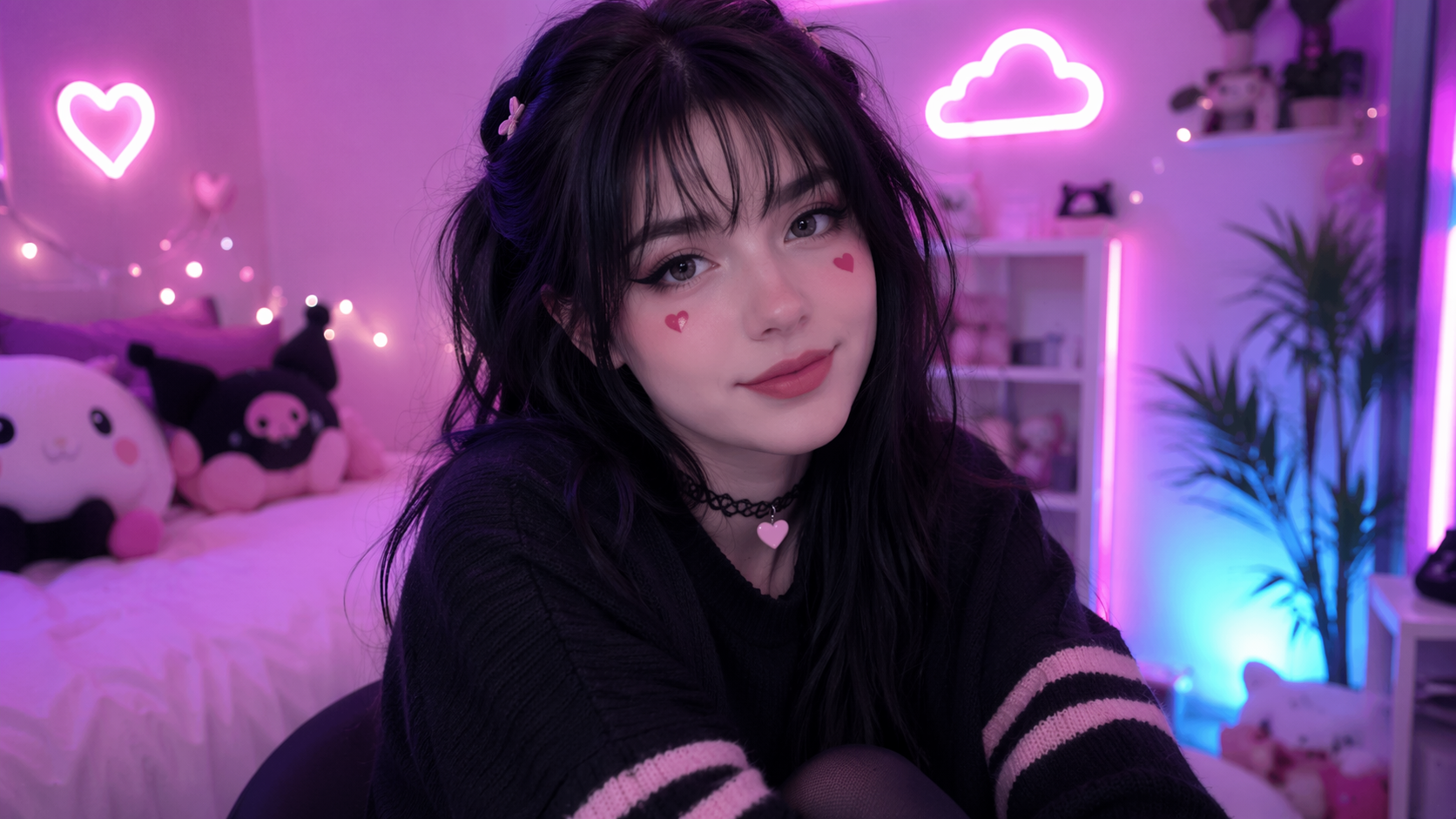 Dreamina egirl filter prompt example 5: Cute Heart Cheek Look