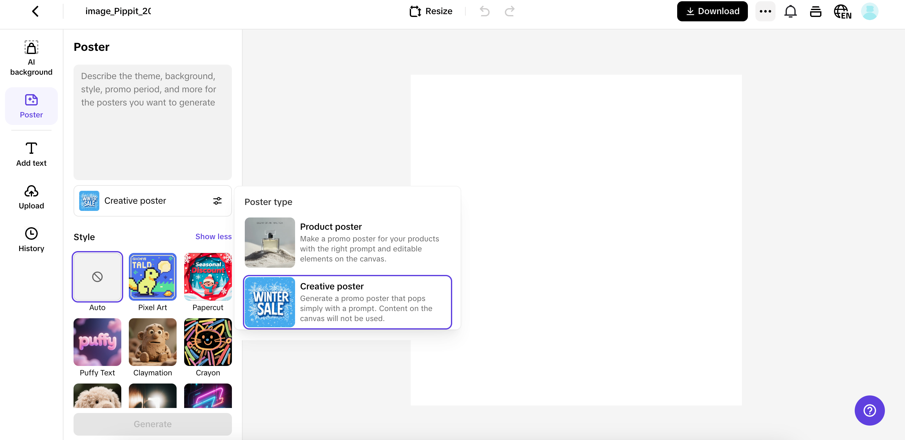 Access the Poster and generate