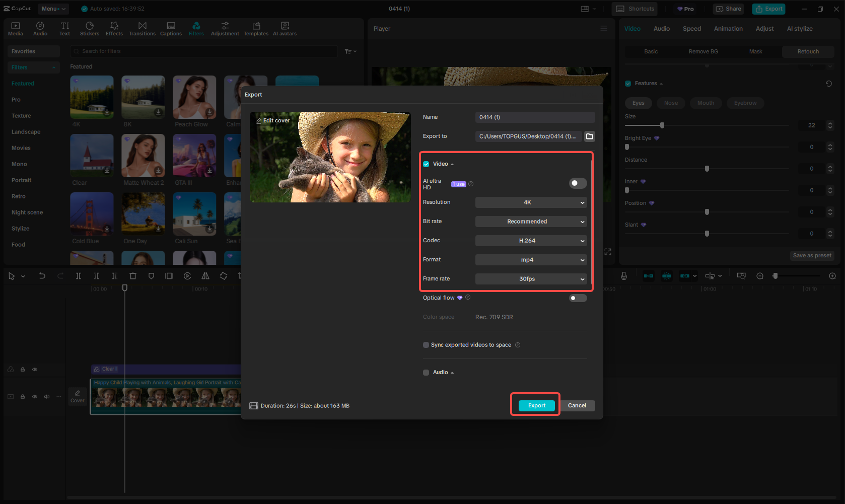 Export video