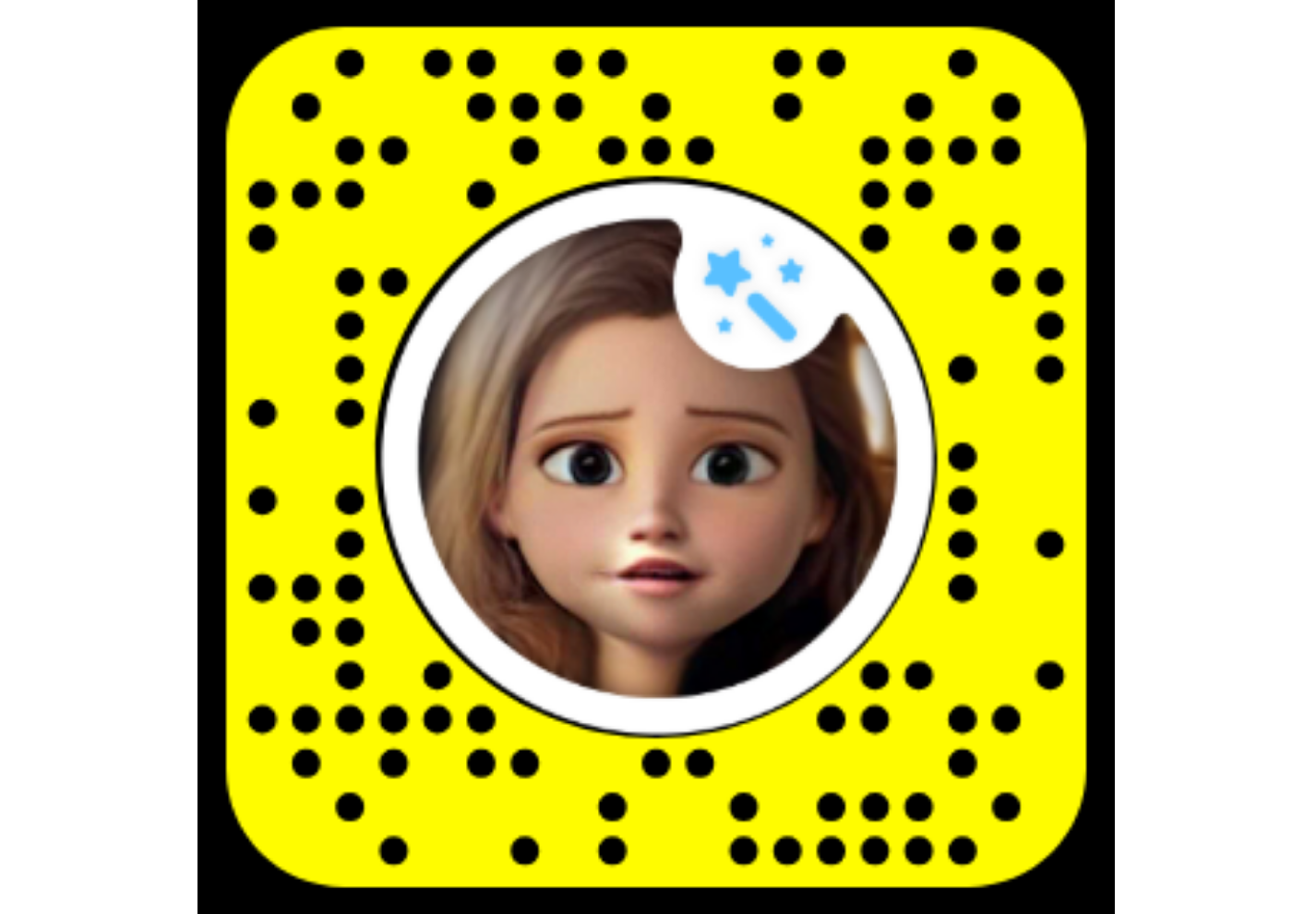 Cartoon-style face with bold colors created by Snapchat filters