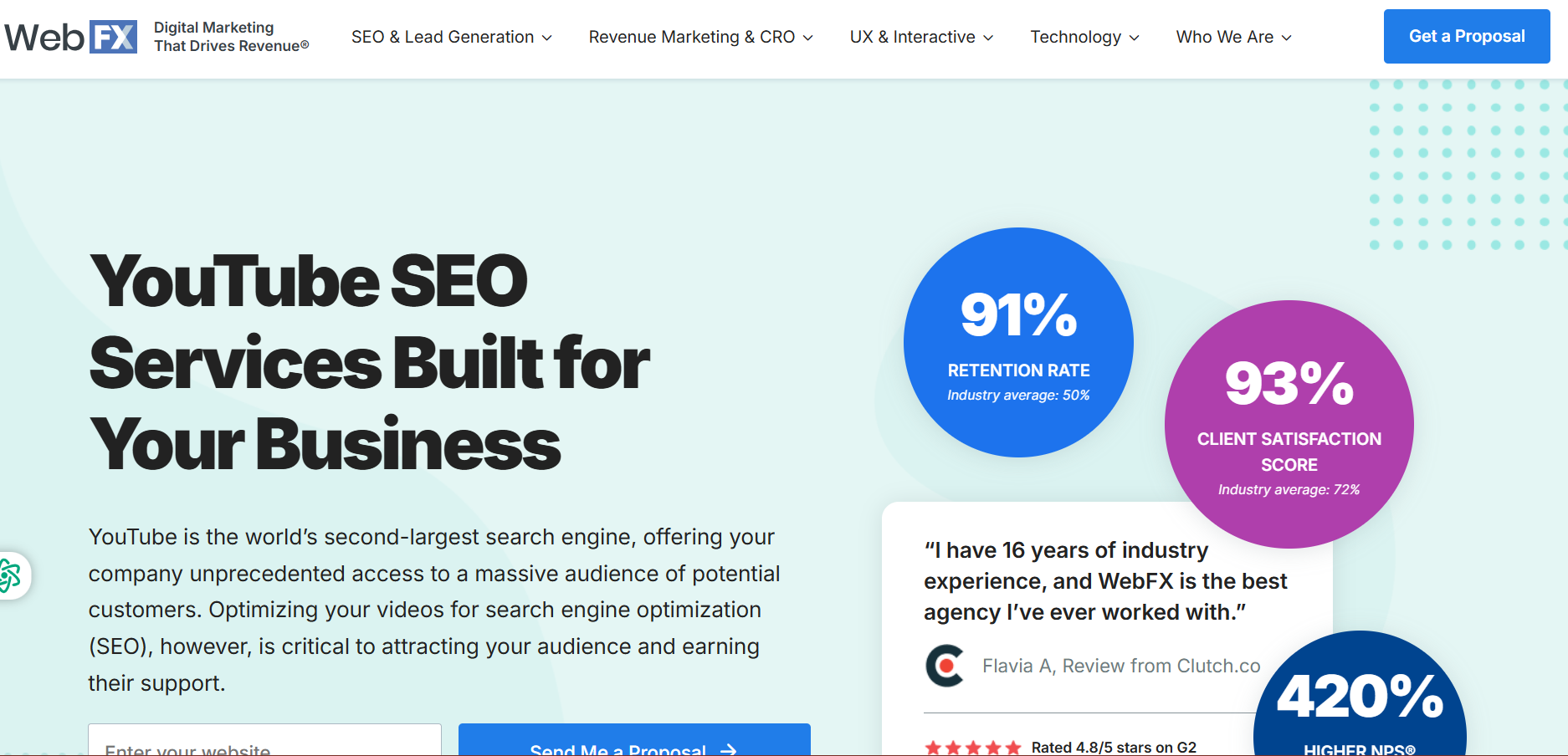 WebFX YouTube SEO vállalati felület