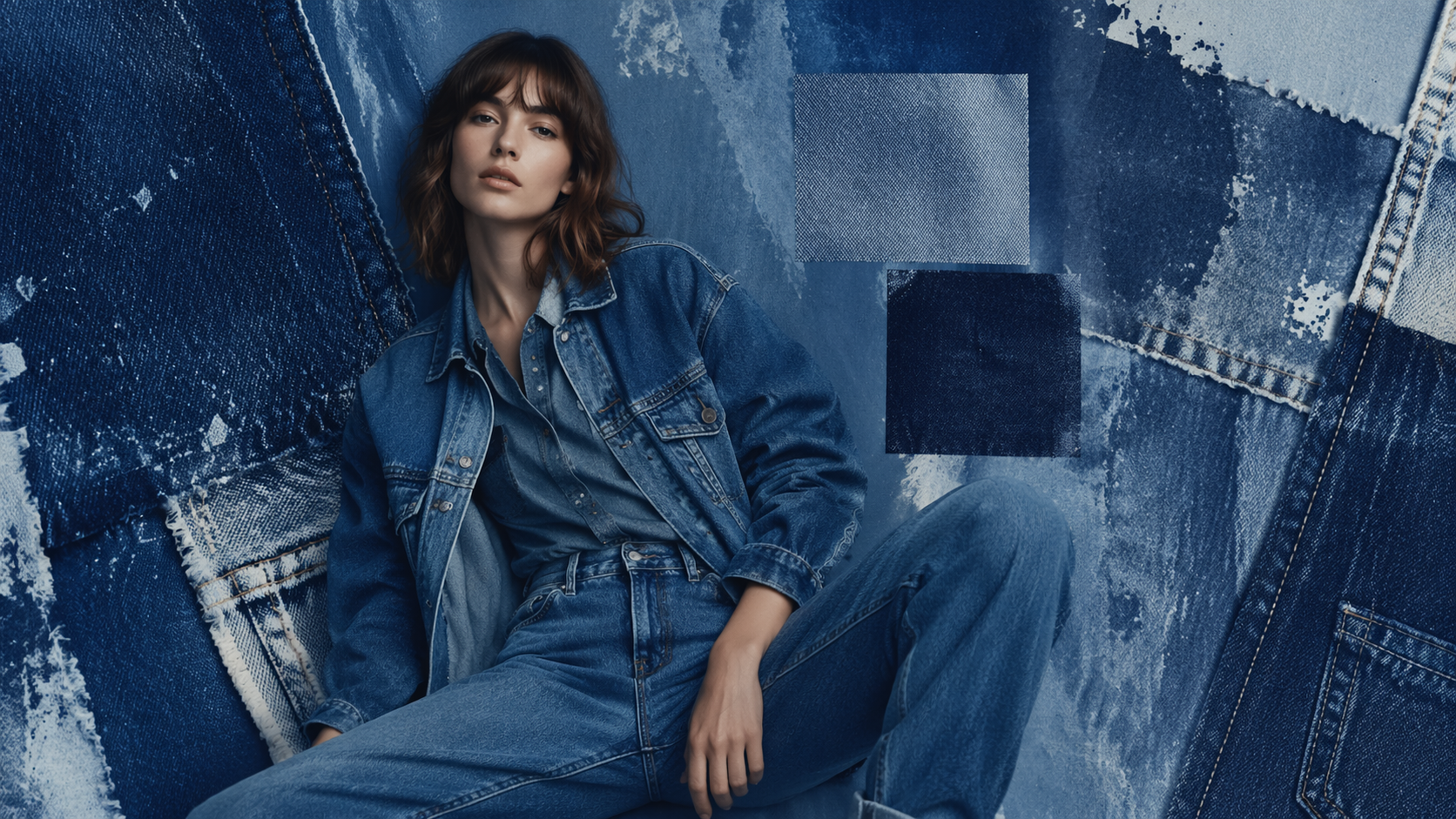 Dreamina AI Denim Filter prompt example 6: Patchwork Blue Fashion
