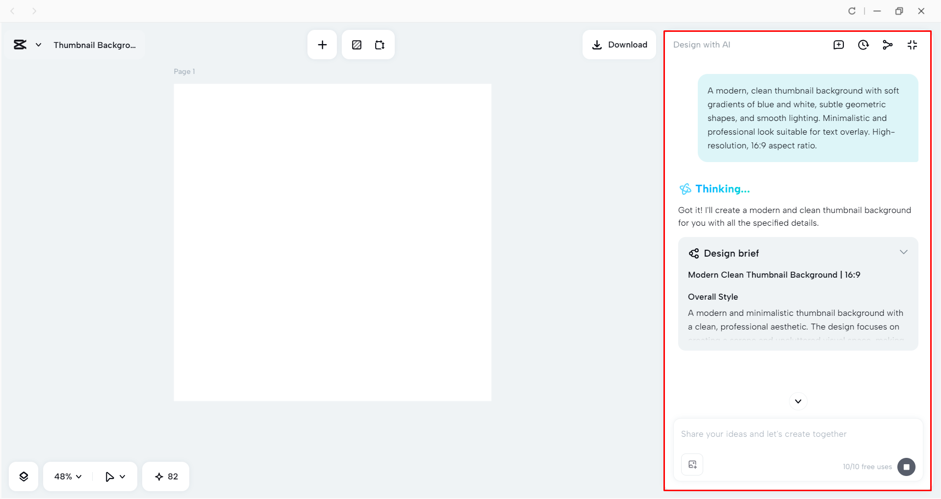Generating a thumbnail background with CapCut