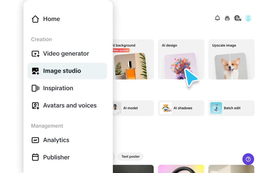 Access the AI design feature