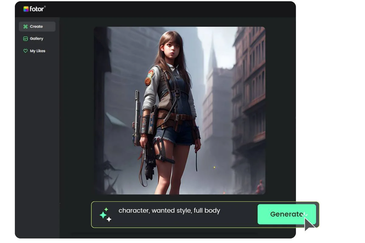 Interface of Fotor - an easy to use and free 3D character creator