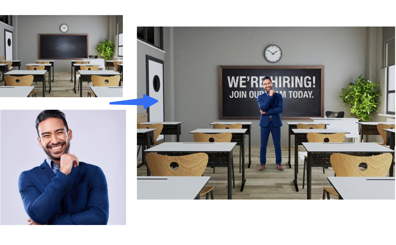 Fuziunea cu mai multe imagini a unui proiect de poster școlar