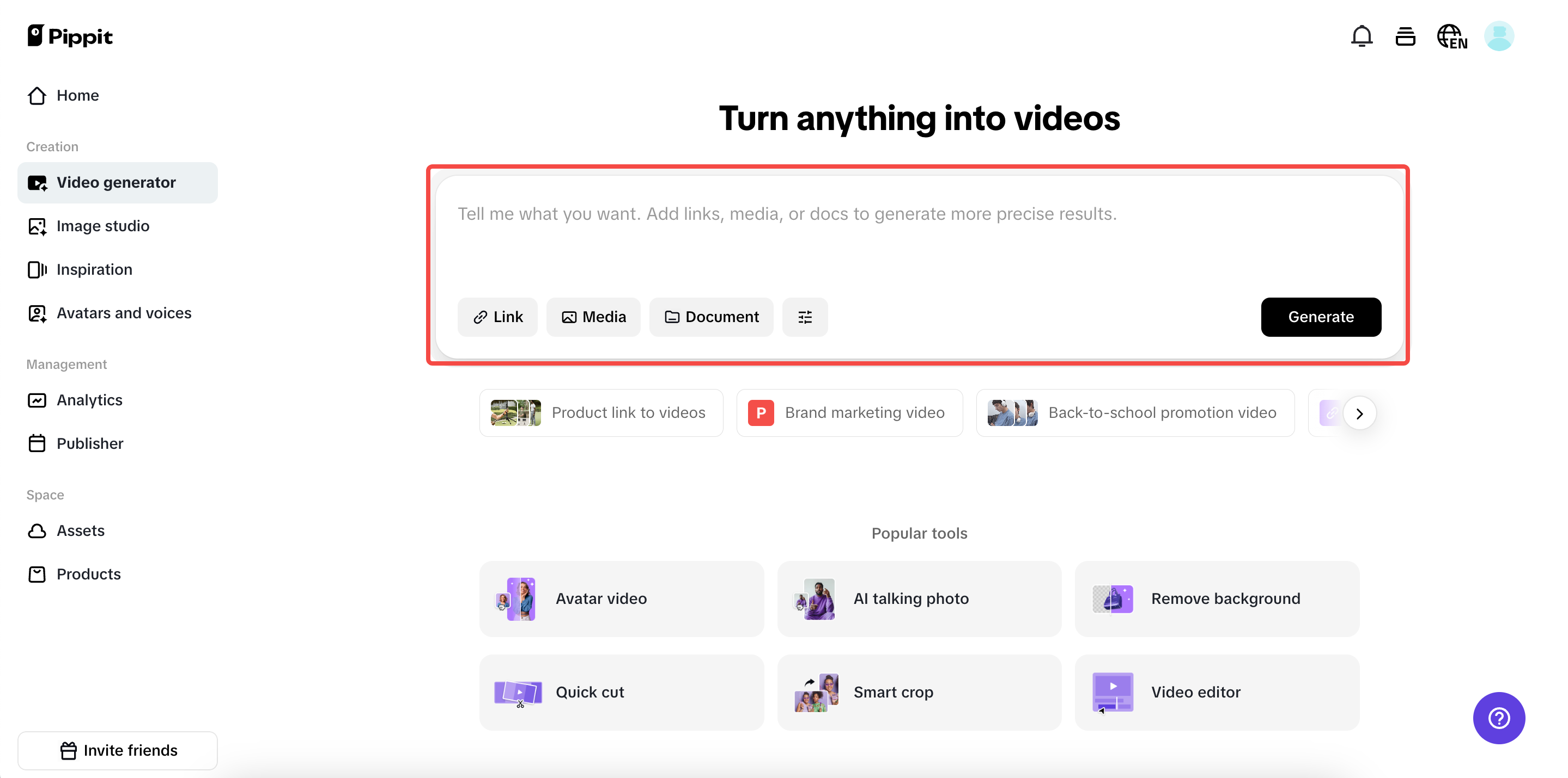 One-click video content from product links