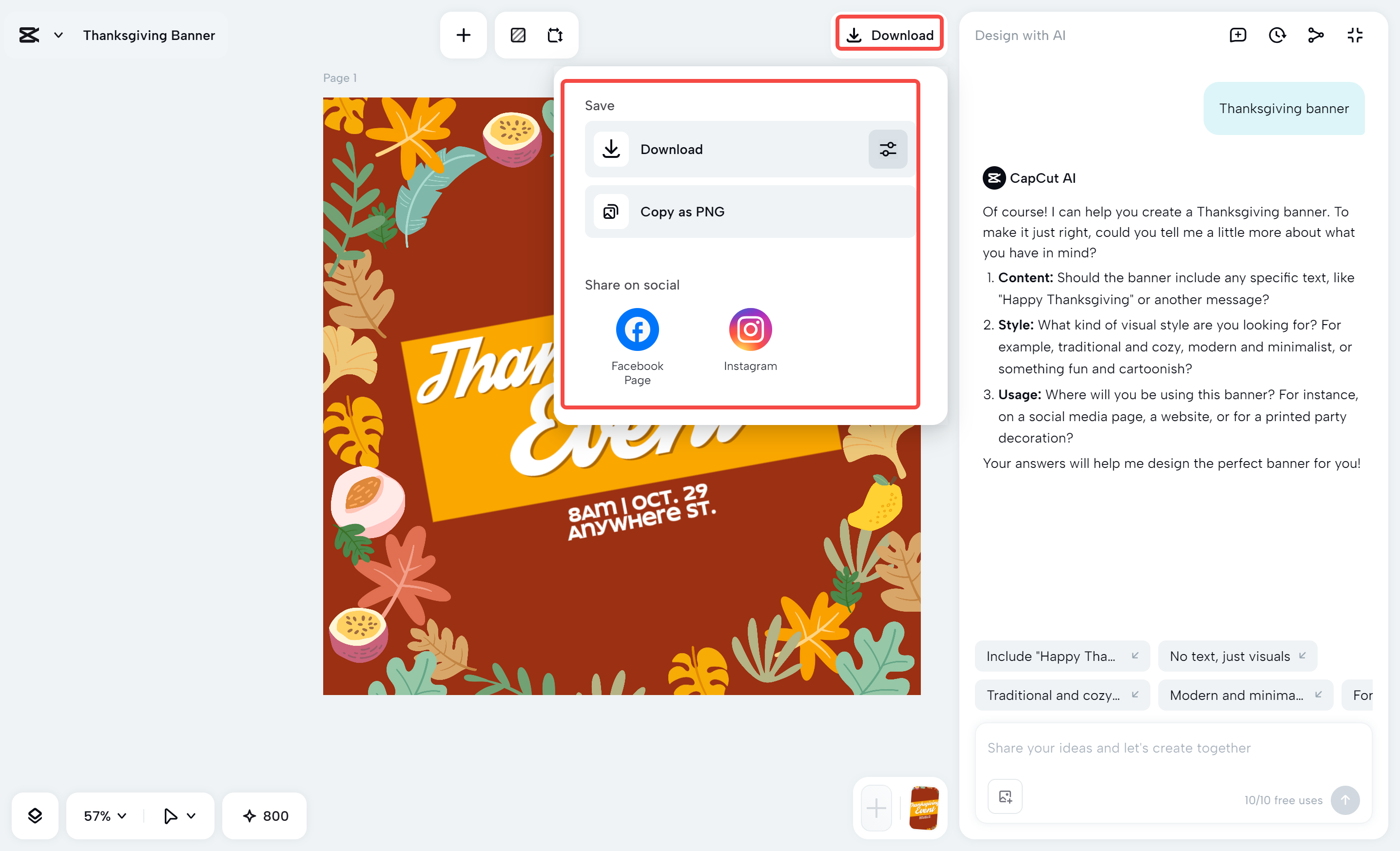 Exporting the media from the CapCut desktop video editor